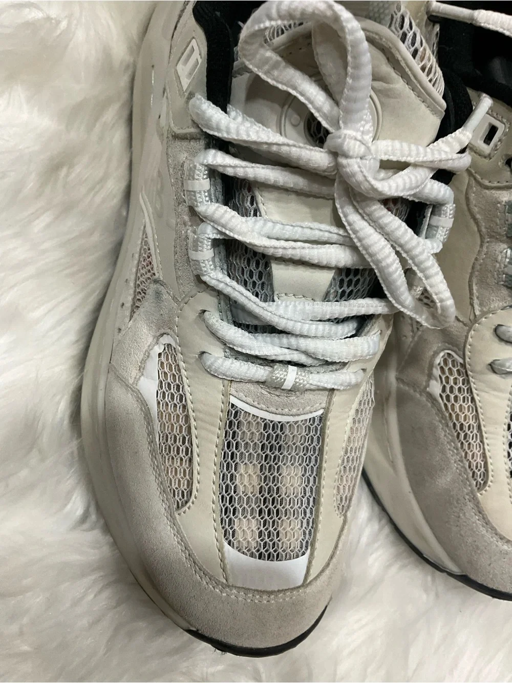 Women’s Burberry Logo Print Leather, Suede and Check Mesh Sneakers